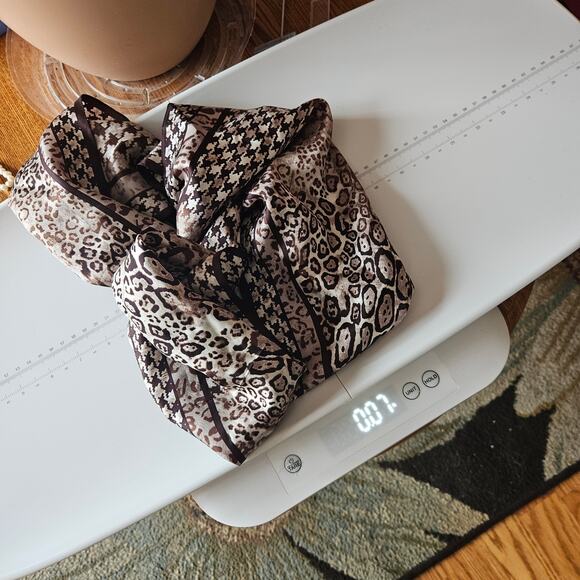 Vintage Animal Print Abstract Geometric Leopard Silk Oscar De La Renta Scarf - Picture 4 of 7